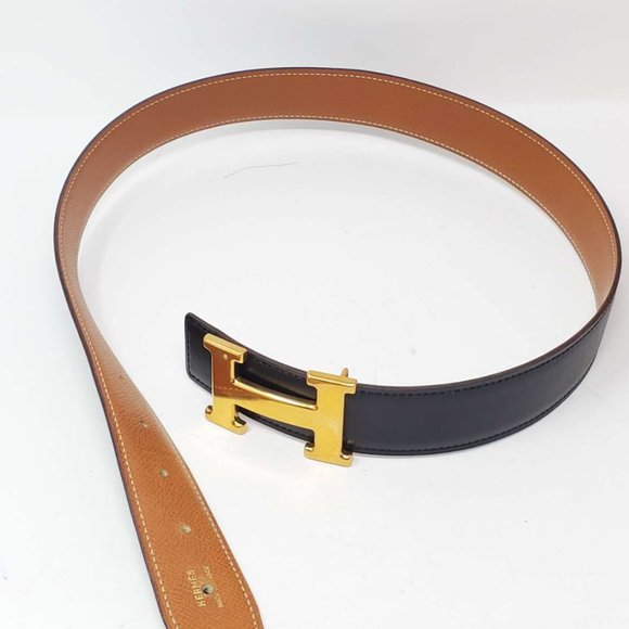 Auth Hermes H Constance Reversible Goldtone Belt main image 6